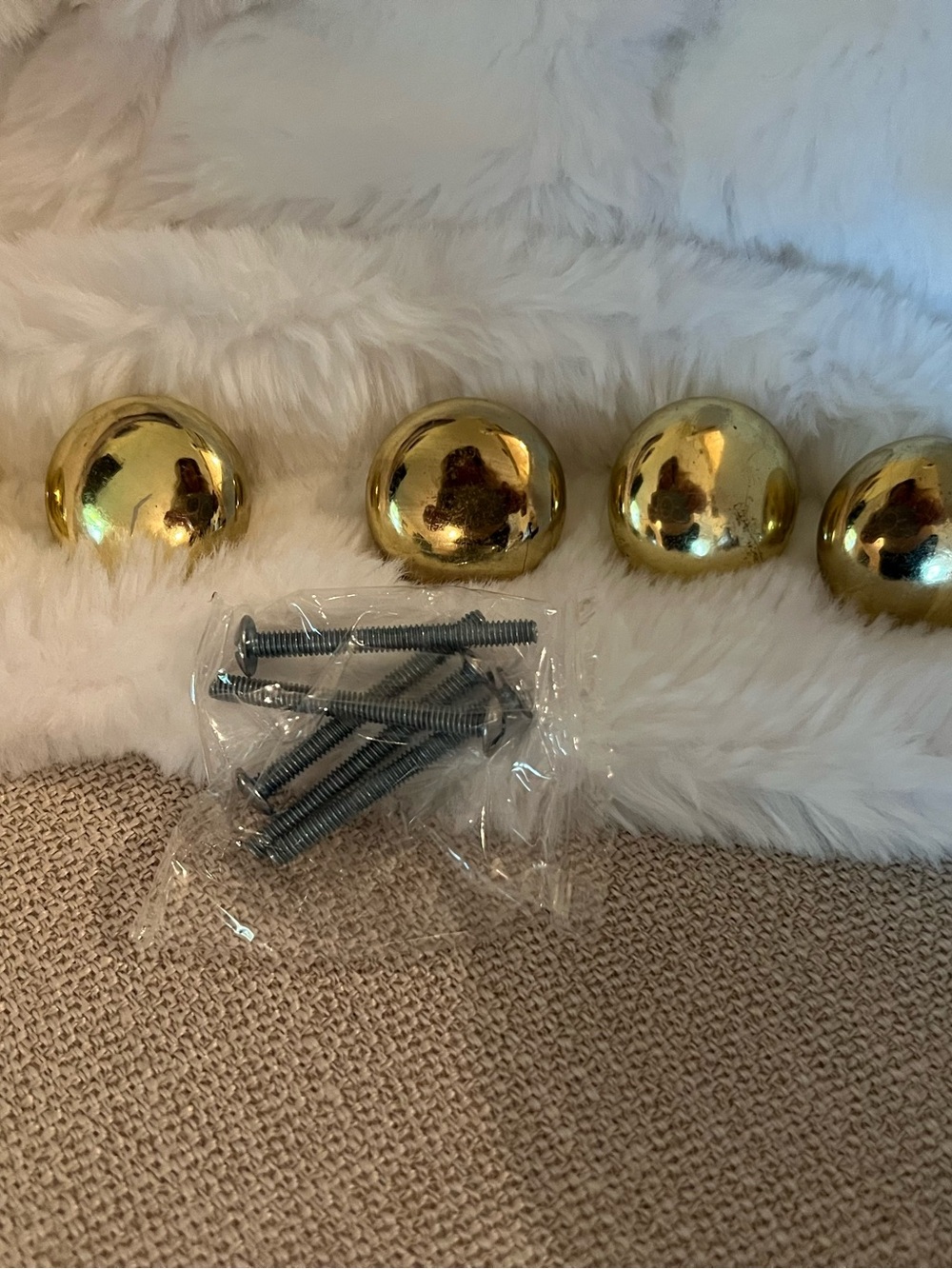 Retro Lot of 5 Brass Round Decorative Cabinet knobs with Mounting Screws